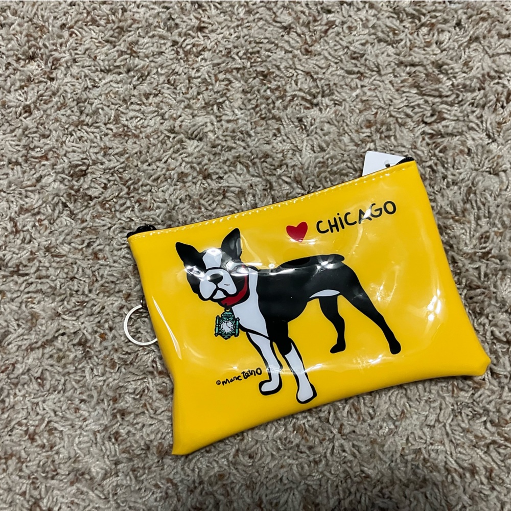 Chicago Boston Terrier Makeup Bag Vinyl by Marc Tetro